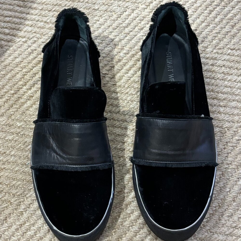 Stuart Weitzman black leather loafer
